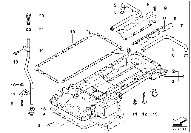 2003 BMW M5 Oil Deflector, Right Diagram for 11131406554