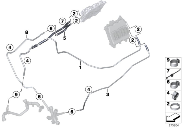 2012 BMW M6 Coolant Hoses, Control Unit Diagram