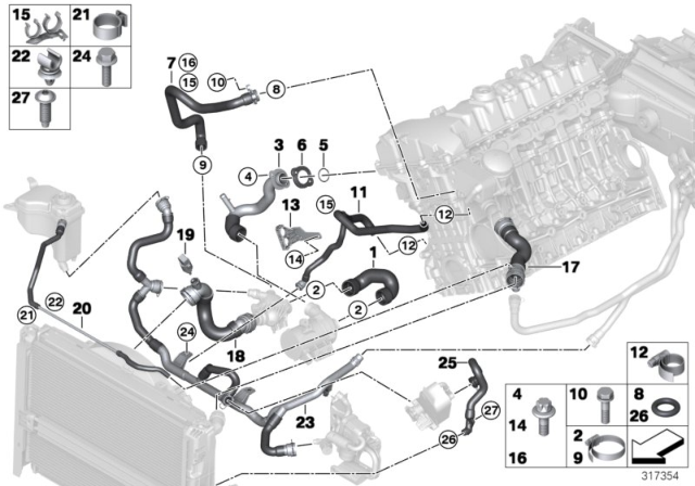 2007 BMW 328i Cooling System Coolant Hoses Diagram 4