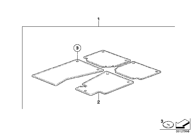 2002 BMW 745Li Floor Mats Velours Diagram