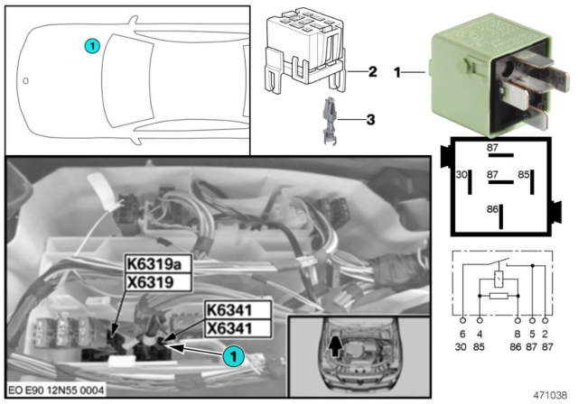 2011 BMW 335i xDrive Relay, Load Removal, Ignition / Inject. Diagram