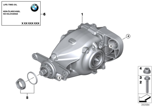 2015 BMW X5 Rear Axle Differential / Mounting Diagram 1