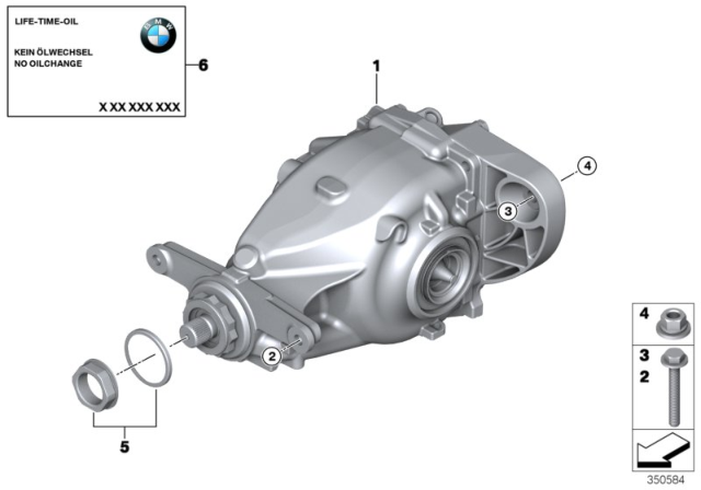 2019 BMW X6 Rear Axle Drive Differential Diagram for 33107636992