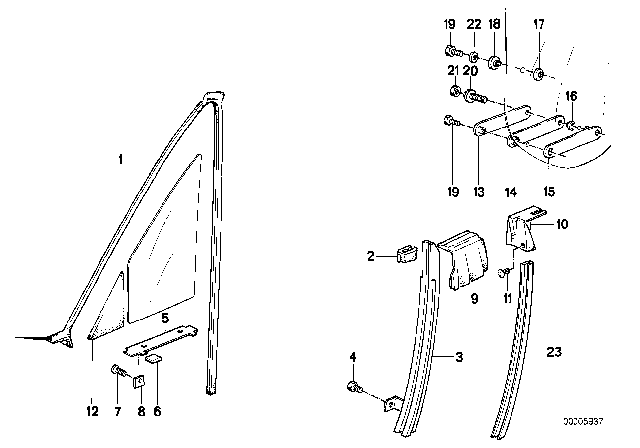 1992 BMW 325i Window Guide Diagram