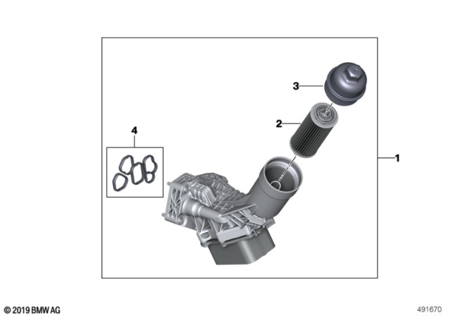 2020 BMW X3 Lubrication System - Oil Filter, Heat Exchanger Diagram