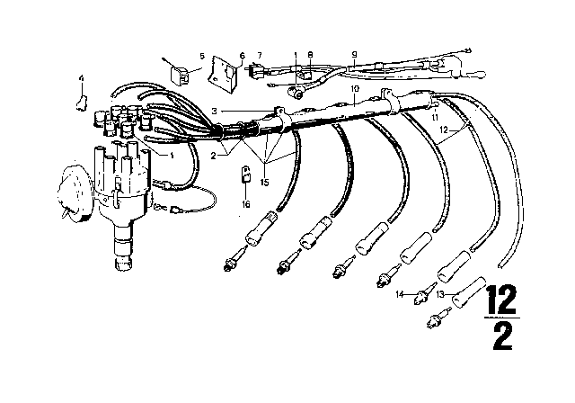 1973 BMW 3.0CS Ignition Wiring / Spark Plug Diagram