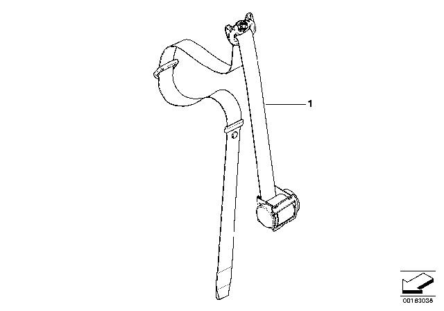 2010 BMW M6 Front Upper Left Seat Belt Diagram for 72117076467