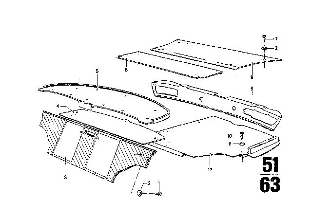 1969 BMW 2800CS Interior Trims And Panels Diagram 2