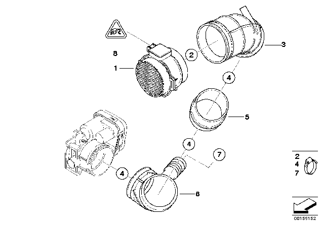 2004 BMW 325i Hot-Film Air Mass Meter Diagram