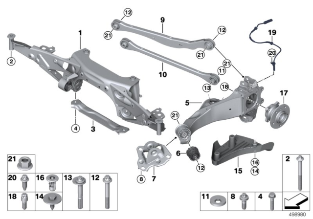 2020 BMW X1 Rear Axle Support, Wheel Suspension, Wheel Bearing Diagram