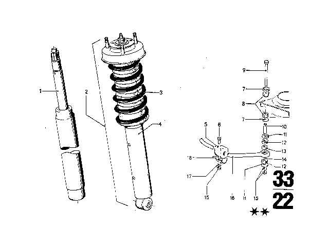 1973 BMW Bavaria Rear Spring Strut, Levelling Device Diagram