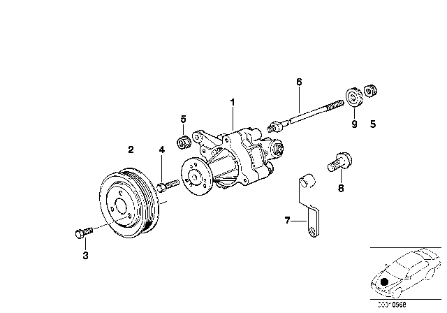 1998 BMW 750iL Power Steering Pump Diagram