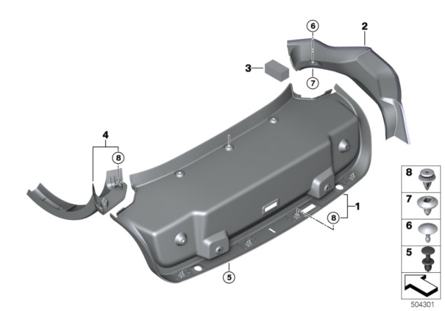 2020 BMW 840i Trim Panel, Rear Trunk / Trunk Lid Diagram 2