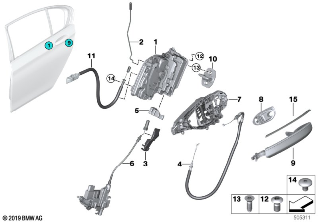2019 BMW 750i Locking System, Door Diagram 2
