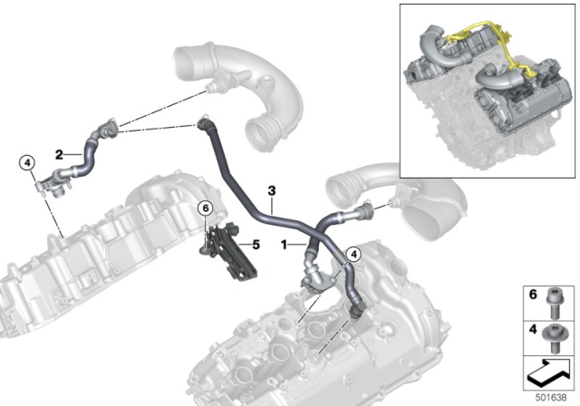 2020 BMW 750i xDrive Crankcase - Ventilation Diagram