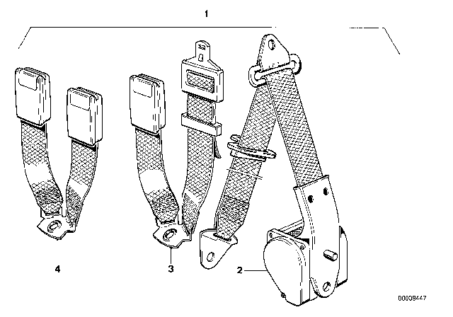 1984 BMW 733i Rear Right Seat Belt Diagram for 72111917652