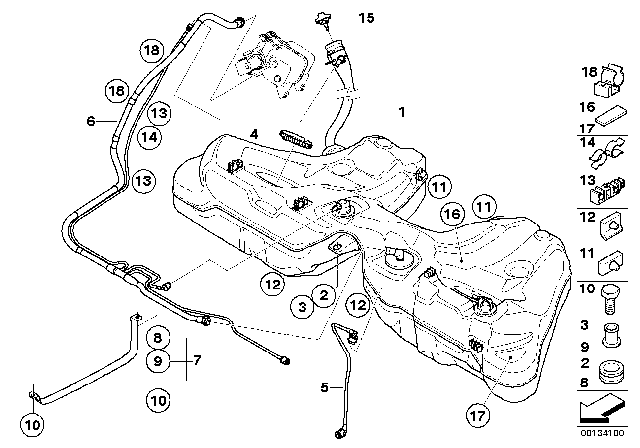 2009 BMW 650i Fuel Tank Mounting Parts Diagram