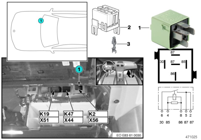 2008 BMW X3 Relay, Fanfare Diagram