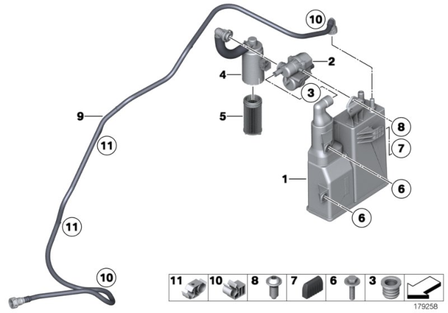 2011 BMW 750i Activated Charcoal Filter / Fuel Ventilate Diagram