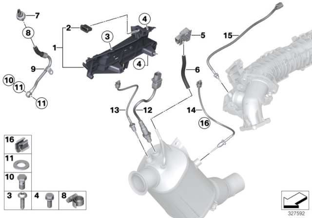 2016 BMW 328d Diesel Particulate Filtration Sensor / Mounting Parts Diagram 2