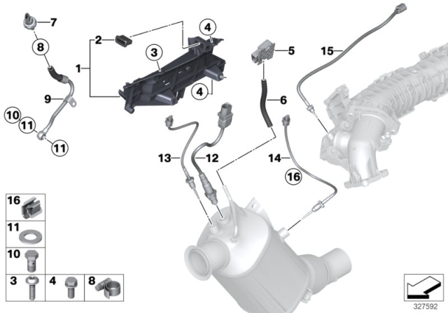 2016 BMW 328d xDrive Diesel Particulate Filtration Sensor / Mounting Parts Diagram 2