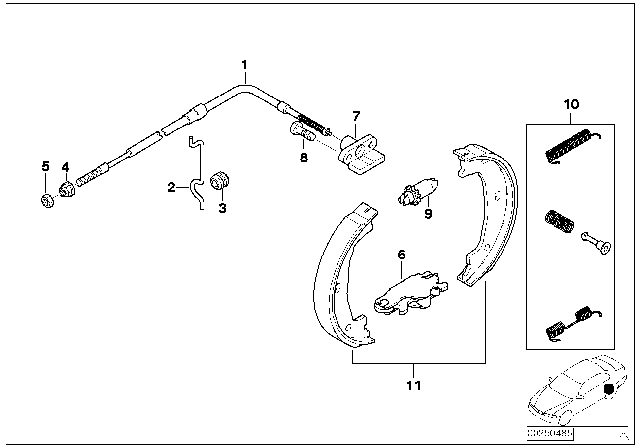 2005 BMW X5 Parking Brake / Brake Shoes Diagram