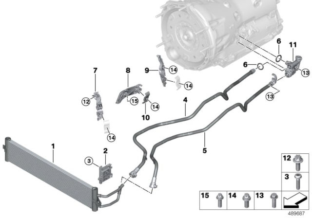 2020 BMW 540i TRANSMISSION OIL COOLER LINE Diagram for 17229847126