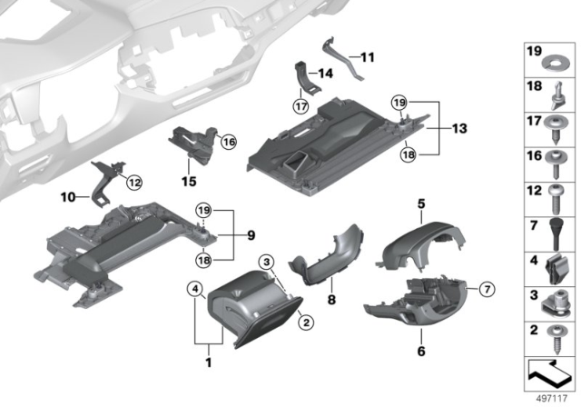 2020 BMW X6 Mounting Parts, Instrument Panel Diagram 1