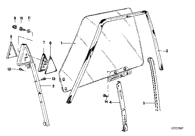 1978 BMW 530i Guide Rail Front Right Diagram for 51321862892