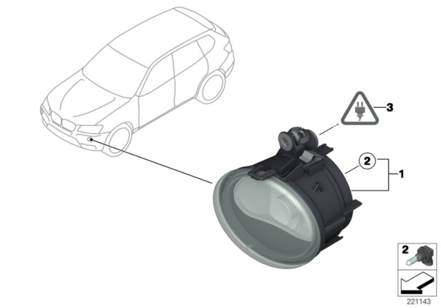 2014 BMW X3 Fog Lights Diagram 1