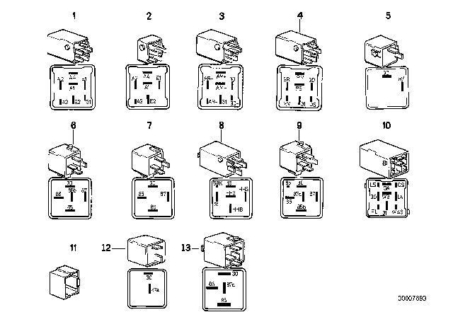 1992 BMW 525i Various Relays Diagram 1