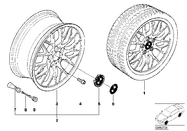 1996 BMW Z3 BMW Light Alloy Wheel, Cross Spoke Diagram 3