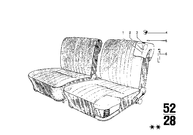 1972 BMW Bavaria Headrest, Front Diagram