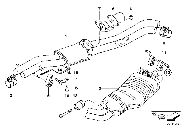 2004 BMW X3 Exhaust Muffler Rear Left Diagram for 18303403627