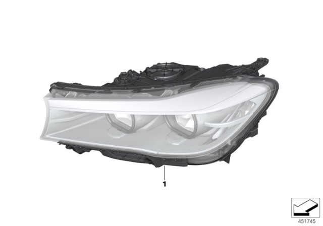 2019 BMW M760i xDrive High Left Led Headlight Diagram for 63117408705