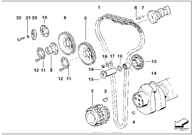1992 BMW M5 Exhaust Sprocket Diagram for 11311311816