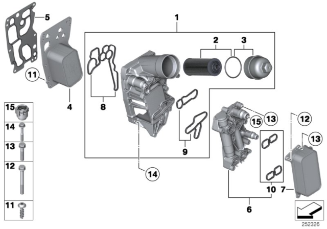 2017 BMW X5 Lubrication System - Oil Filter, Heat Exchanger Diagram