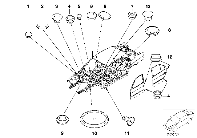 2000 BMW 740i Sealing Cap/Plug Diagram 1