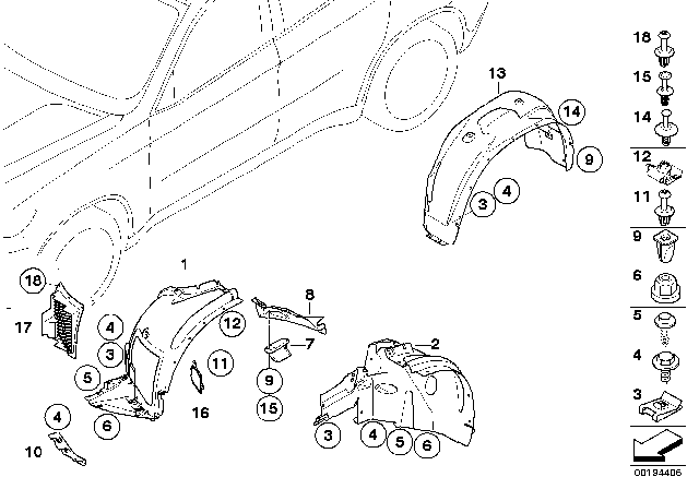 2010 BMW X6 Wheel Arch Trim Diagram