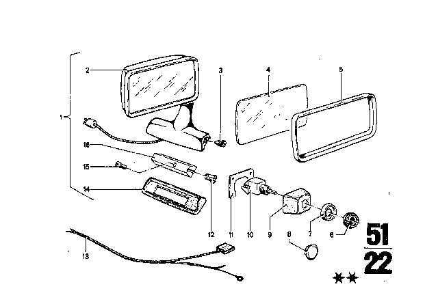 1972 BMW 3.0CS Electrical Exterior Mirror Diagram