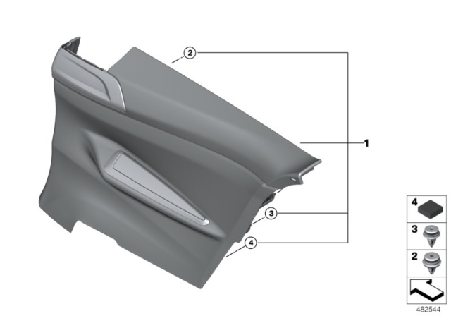 2020 BMW M4 Lateral Trim Panel Diagram