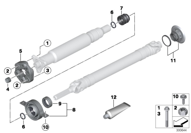 2015 BMW 640i xDrive Drive Shaft-Center Bearing-Universal Joint Diagram