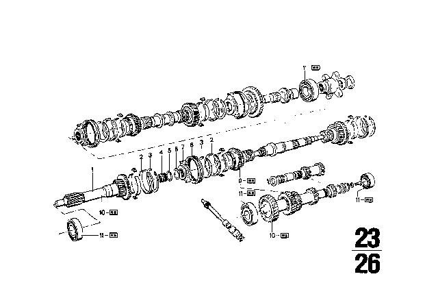 1969 BMW 2000 Gear Wheel Set Parts / Repair Kits (Getrag 235) Diagram 3