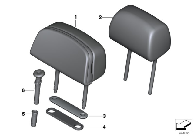 2011 BMW 535i GT Rear Seat Head Restraint Diagram