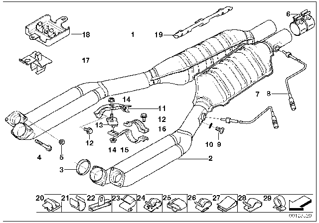1995 BMW 750iL Catalytic Converter / Front Silencer Diagram