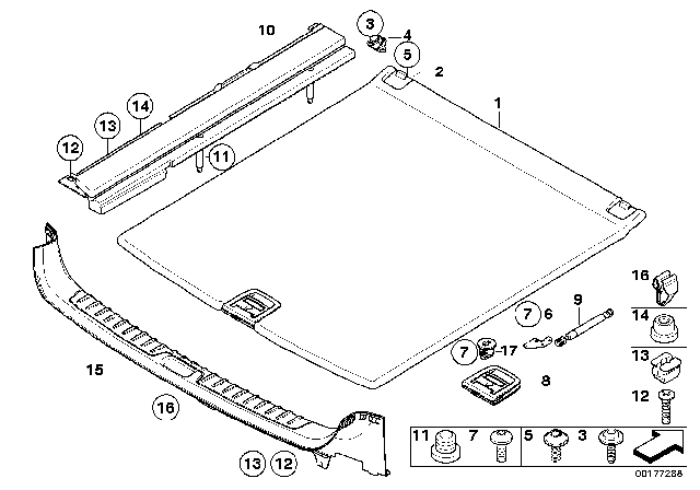 2010 BMW X6 Trim Panel, Rear Trunk / Trunk Lid Diagram 1