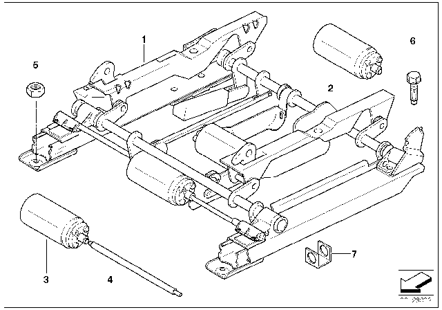 2001 BMW Z3 Front Seat Rail Diagram 2