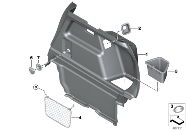 2019 BMW X2 Trunk Trim Panel Diagram 1