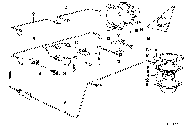 1991 BMW 318is Single Components Stereo System Diagram