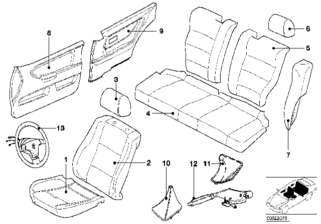 1999 BMW 318ti Leather Handbrake Lever Cover Diagram for 34412428014